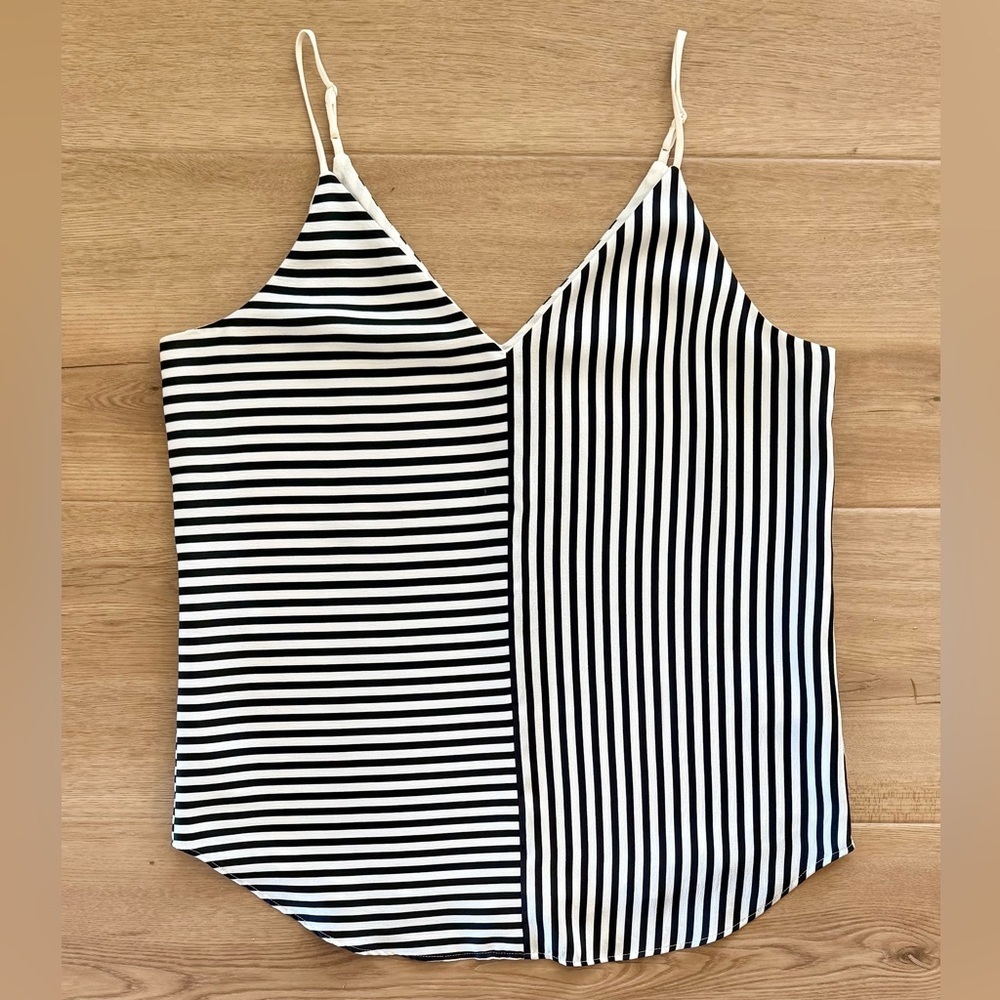 EXPRESS Black and Ivory Striped Downtown Camisole Size S